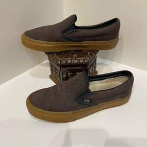 Vintage Brown Herringbone Gum Sole Vans Size 6.5 Men’s